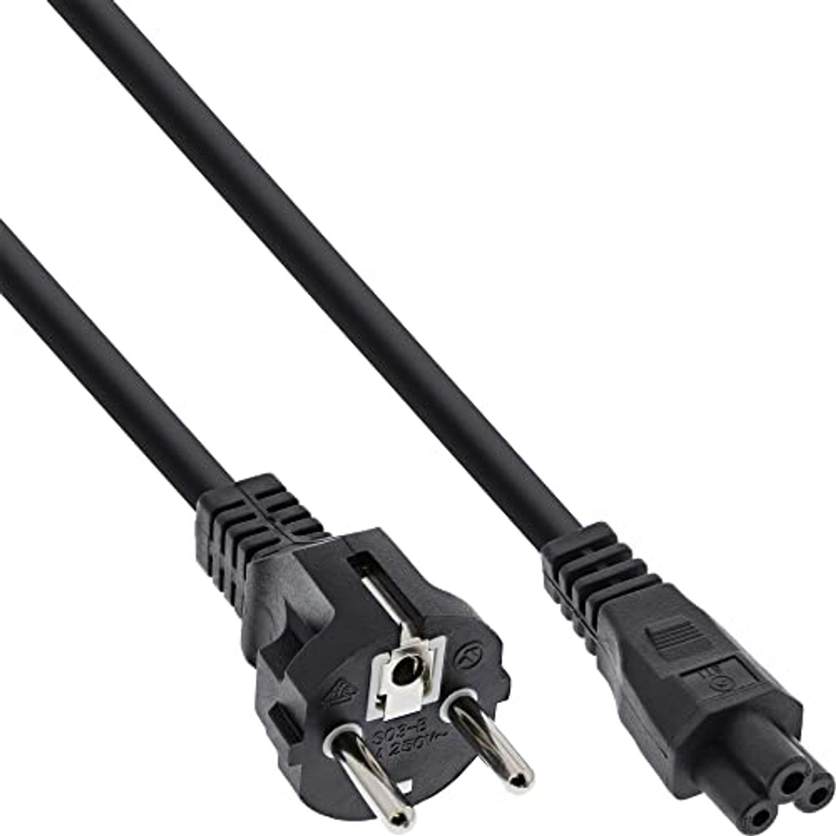 Netsnoer voor notebook met 3-polige koppeling - 0,5 m - Zwart