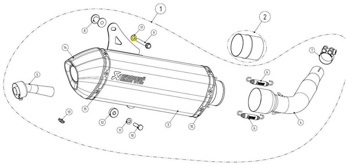 Akrapovic P-dr4 Onderlegring Zilver