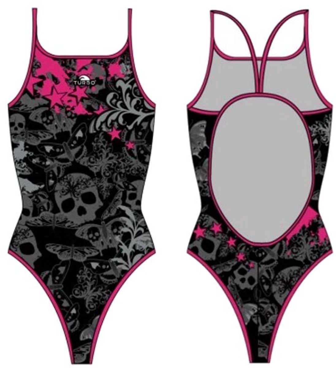 Turbo Skull Butterflyers Stars Zwemkleding Zwart M Vrouw Black