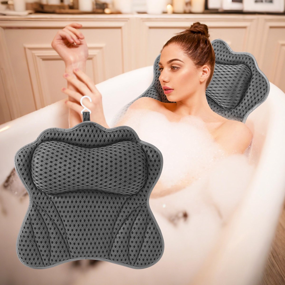 Ibenzoa® Comfortabel badkussen met ergonomische ondersteuning en stevige bevestiging