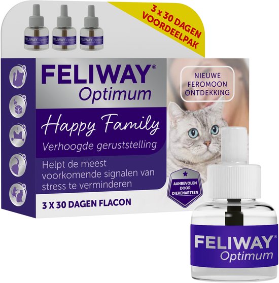 FELIWAY Optimum Navulling 3-Pack - Anti stressmiddel - 48 ml x 3