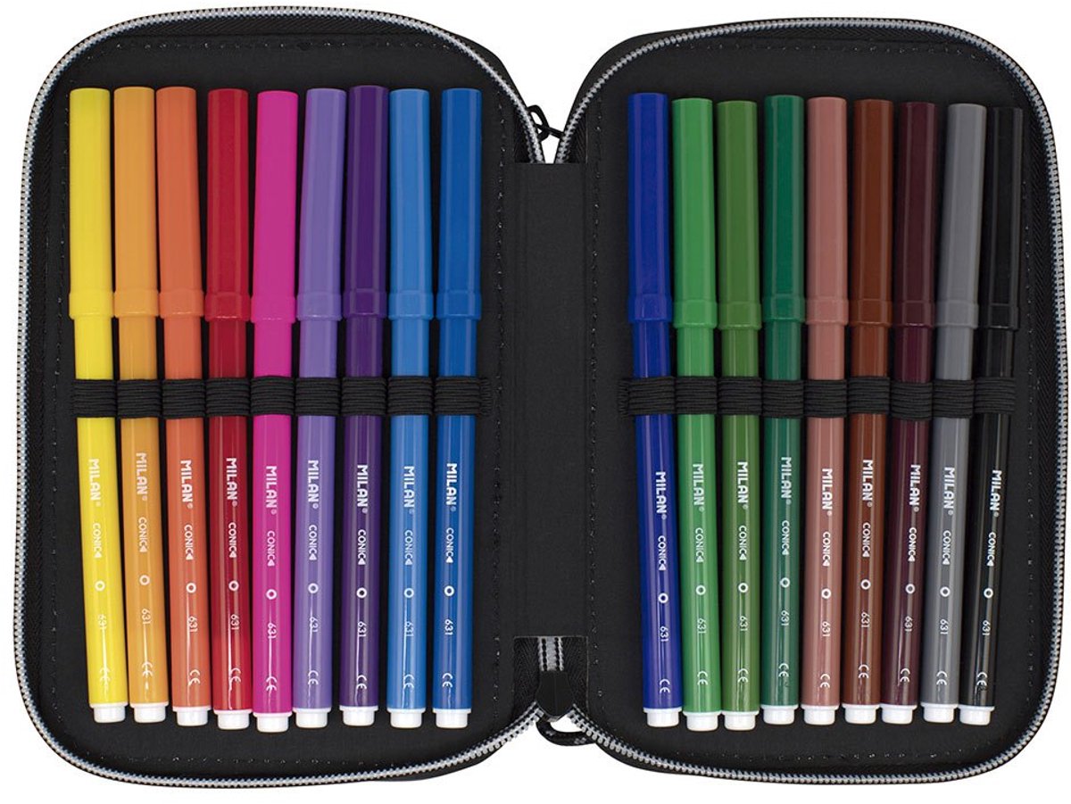 Dubbele etui Milan Sunset Zwart Roze 34 Onderdelen