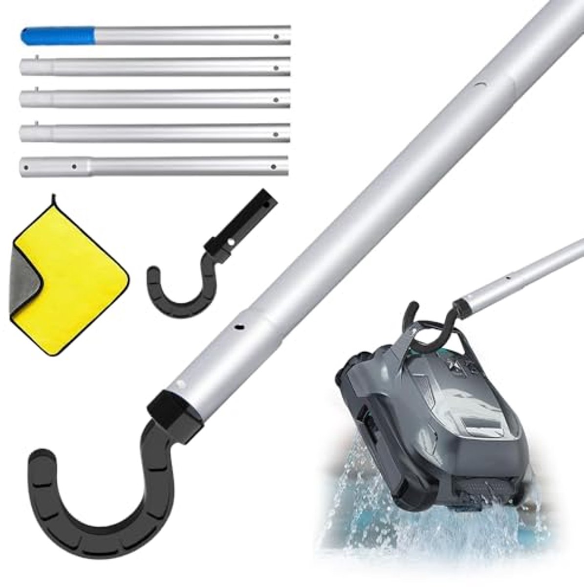 Haak voor zwembadrobot met afneembare aluminium stangen - Zwembadzuigrobot accessoires