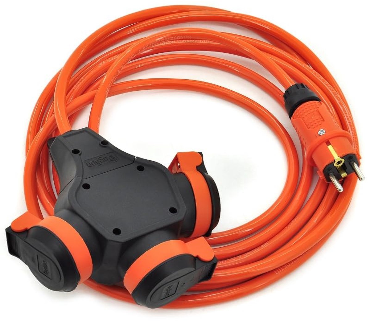 Rubberen Kabelverlengkabel 30m met 3-voudige Koppeling - Geschikt voor Binnen en Buiten - IP54 - AC 230V / 16A