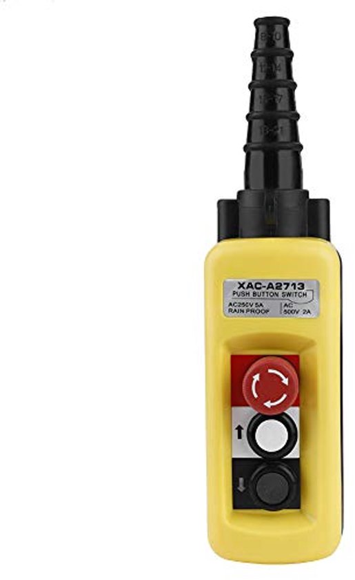Ailao Hijstoestel Drukknopschakelaar, Hijstoestel Controle Crane Chain Hoist Push 3 Knop Hijstoestel Schakelaar, Lifting Hanger Controller met Emergency