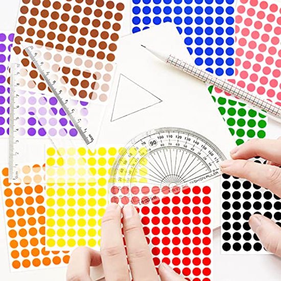Gekleurde, ronde stickers van papier met cijfers | Seton