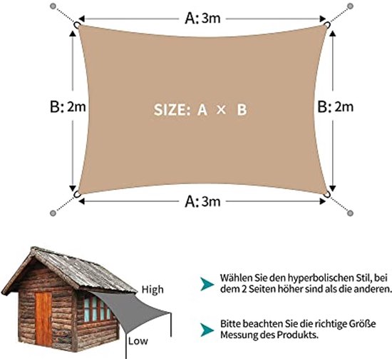 Waterdicht Zonneschermzeil 150 x 250 cm Waterafstotend 98% Uv-Blok Schaduwgaas Tuinschaduwnet met Gratis Touwen Anti-Regen Voor Tuinschaduw Terras Gazon, Donkergrijs