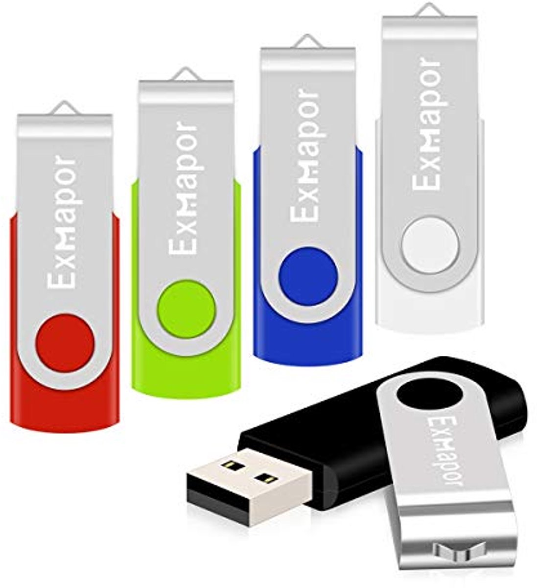 32GB USB Stick 5-Pack met Draai Design in Gemengde Kleuren
