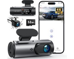 SNJY® Dashcam voor Auto - Auto Camera - Dashcam Voor en Achter Draadloos - 4 K - Zwart