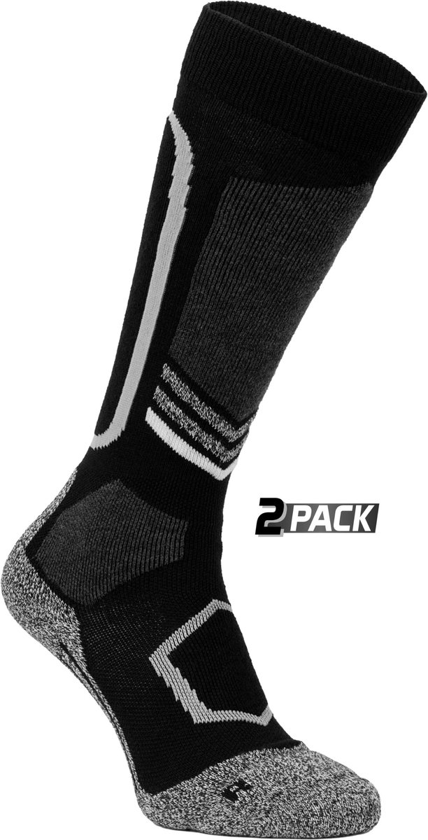 Starling Skisokken Merinowol 2-pack – Lichte Compressie Zwart