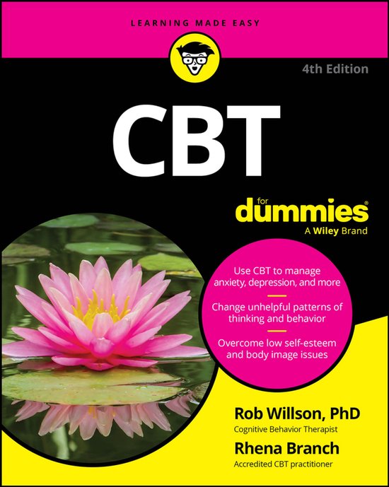 Boek "CBT voor Dummies" met een roze waterlelie op de voorkant.