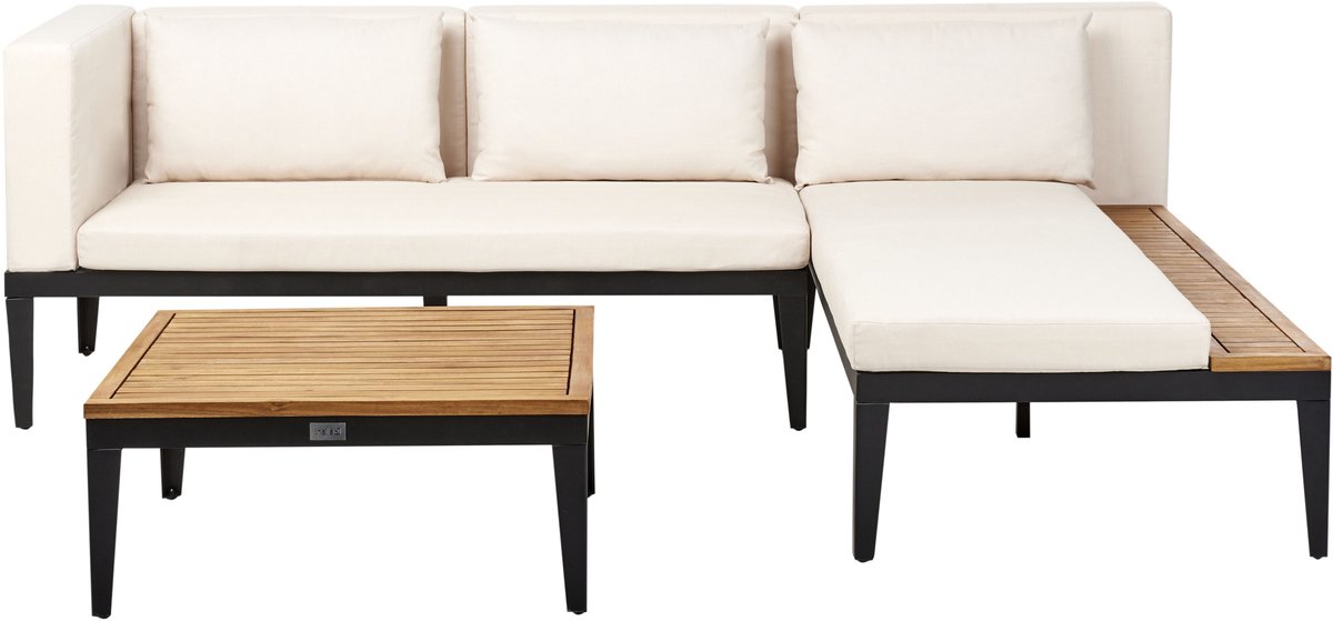 Beliani BRACCIANO - Loungeset 3-zits - Lichtbeige - Links - Acaciahout