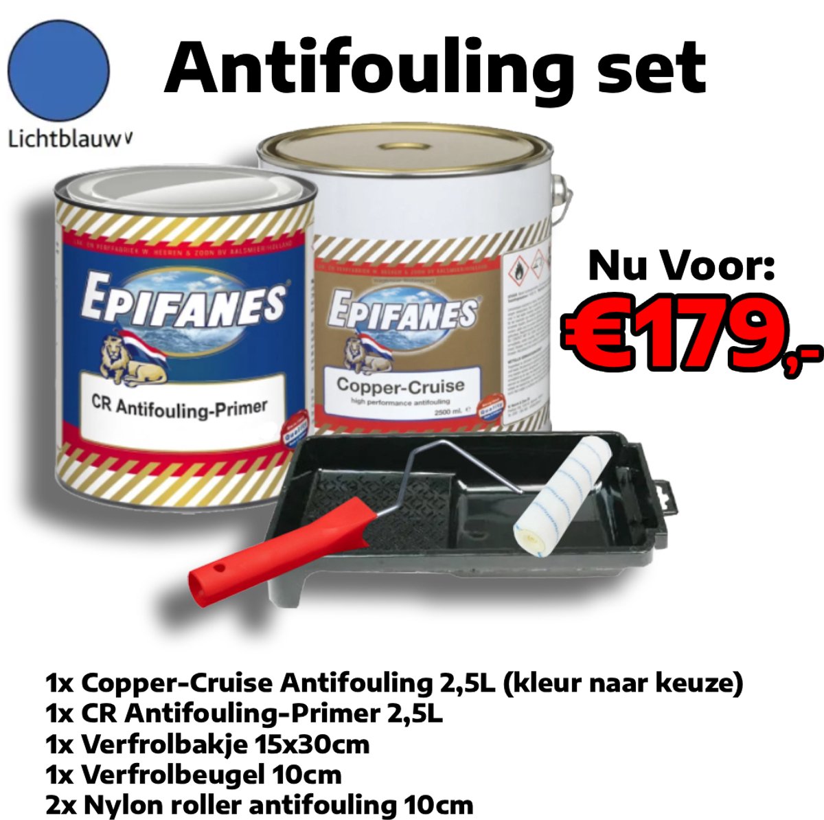 Epifanes - Antifouling Copper Cruise Lichtblauw + CR Antifouling Primer - Set