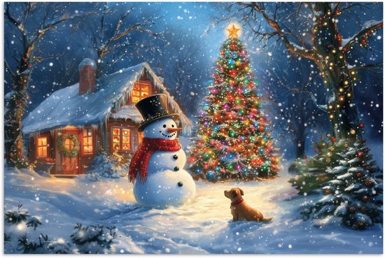 Poster 30x20 cm - Kerstwonder - Winteravond - Kleurrijk - Posters - Kamer decoratie - Wanddecoratie woonkamer - Muurdecoratie slaapkamer - Kerstversiering - Kerstdecoratie voor binnen - Kerstmis