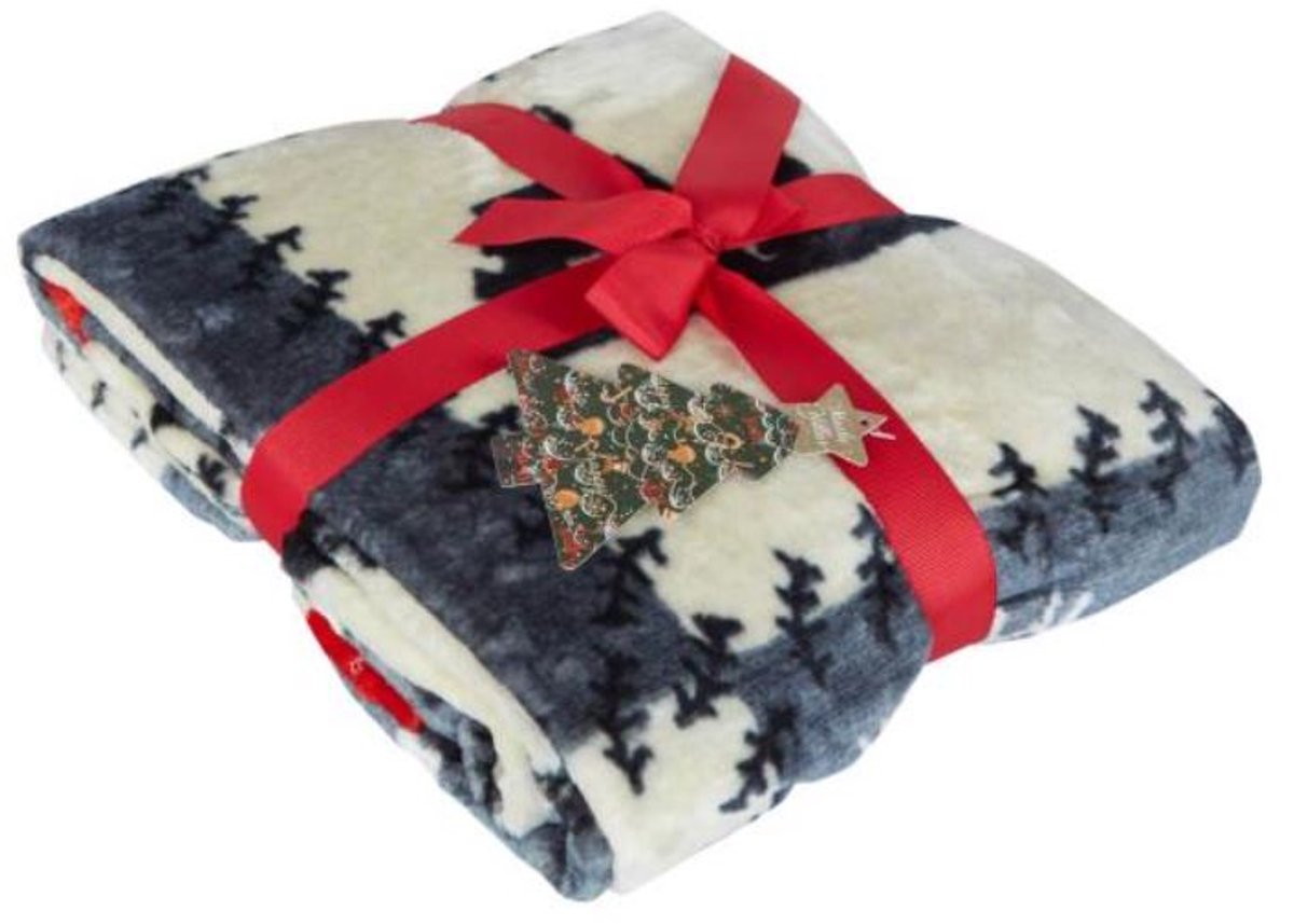 Mila Home Wellsoft 3D TV Blanket Christmas Model Gray 100x170 cm - Mila Home Wellsoft 3D TV-deken Kerstmodel Grijs 100x170 cm