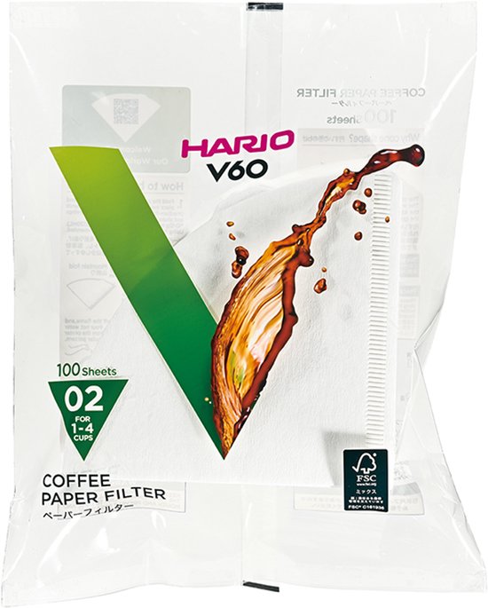 Filtres à café Hario V60 02 - Blanc (100 pièces)