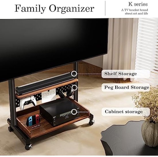 FITUEYES tv stand mobile with wood-base for 40-85 inch, Height adjustable floor tv stand trolley wheel, universal floor stand on wheels Max VESA 600x400mm hold 60kg FITUEYES tv stand mobile with wood-base for 40-85 inch, Height adjustable floor tv stand trolley wheel, universal floor stand on wheels Max VESA 600x400mm hold 60kg