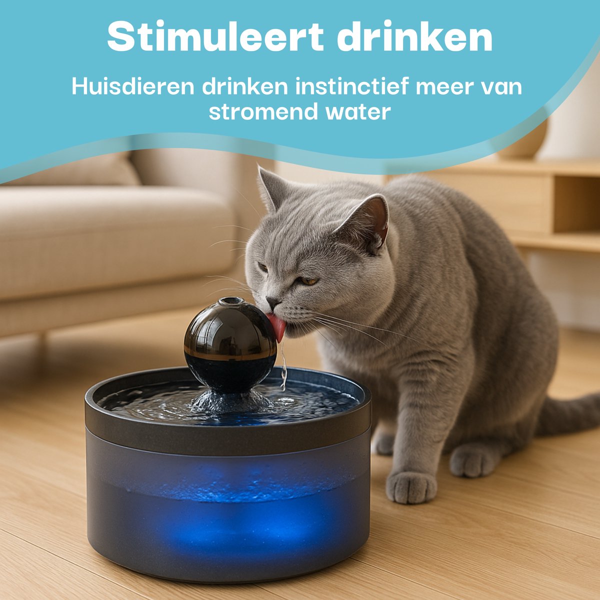 Noéya Drinkfontein Kat - Stil stromend water, energiezuinig thumbnail 4