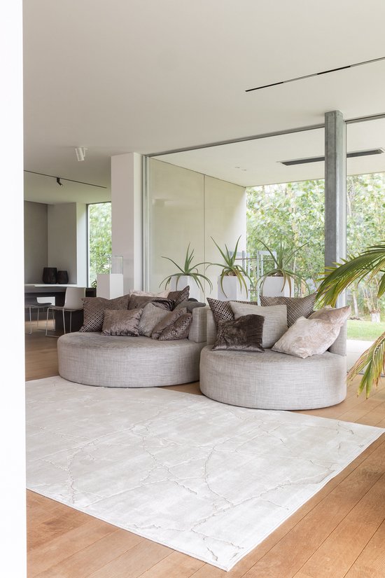 Tapis Acsento - 200 x 300 cm - Beige - Rectangulaire - Viscose - Chambre, Salle à manger, Salon - Abstrait - Design, Moderne