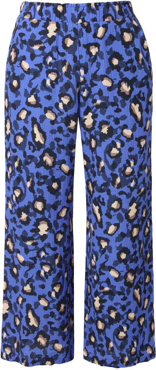 Studio Untold - Dames - Broek wijde pijpen mousseline color leo - Saffier - Maat 42