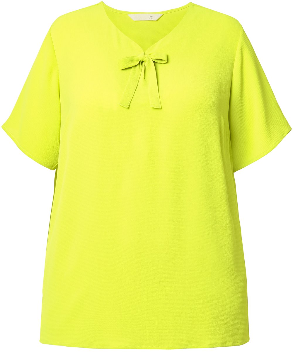 MIAMODA - Dames - Overhemdblouse A-lijn strikbandje aan de hals - Limoen - Maat 52