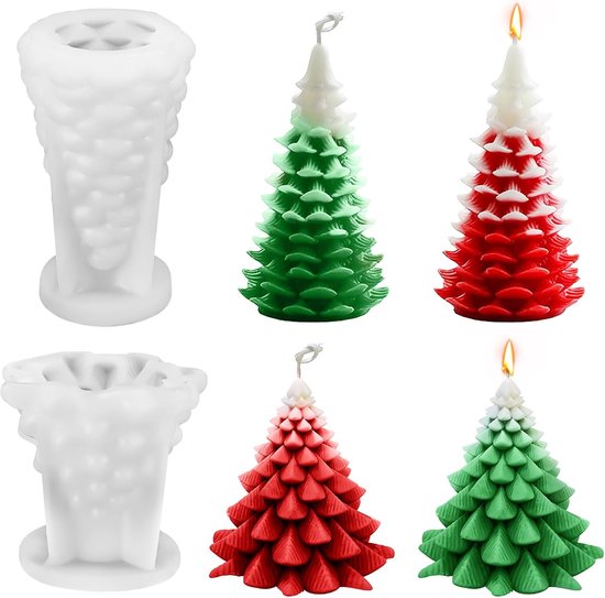 Moule à bougie Sander Shop, sapin de Noël en silicone, 2 pièces, moules de moulage, fabriquez vos propres bougies de Noël, moule à bougie 3D, silicone, Noël, artisanat, ornements, moule en silicone, bougie pour bougie parfumée DIY