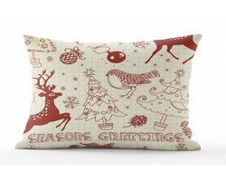 Sierkussen Velvet - 30x50 cm - Kerst Seasons Greetings - Inclusief binnekussen