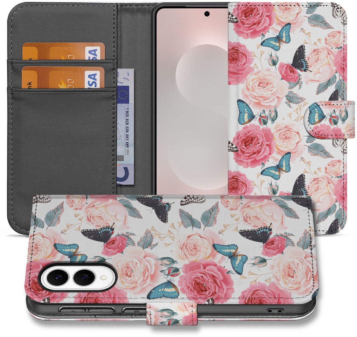 Samsung Galaxy S25 Edge Hoesje Butterfly Roses