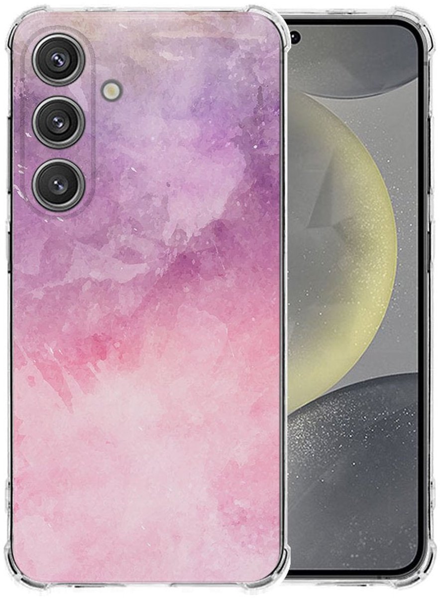 Samsung Galaxy S25 Plus Hoesje - Pink Purple Paint TPU Antishock