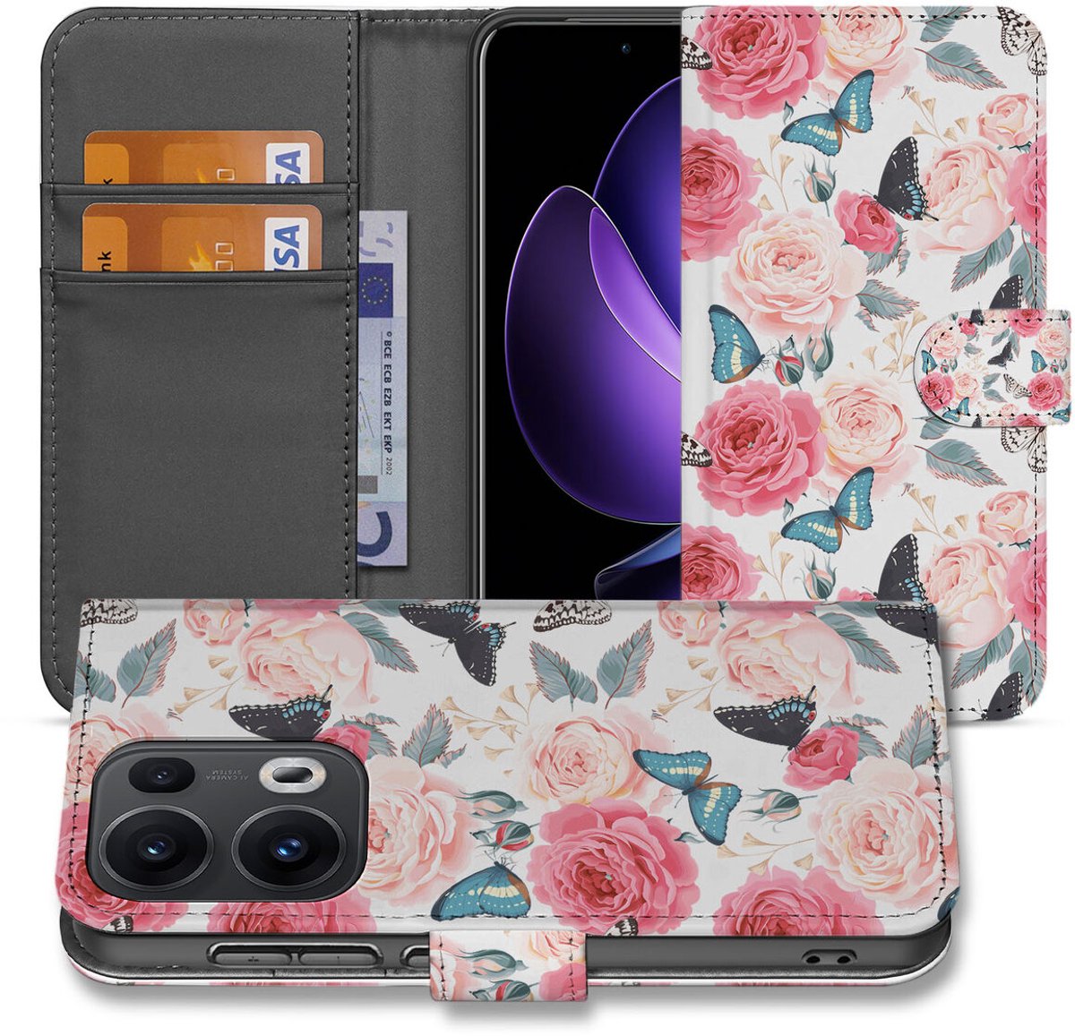 OPPO Reno 13 Pro Hoesje Butterfly Roses