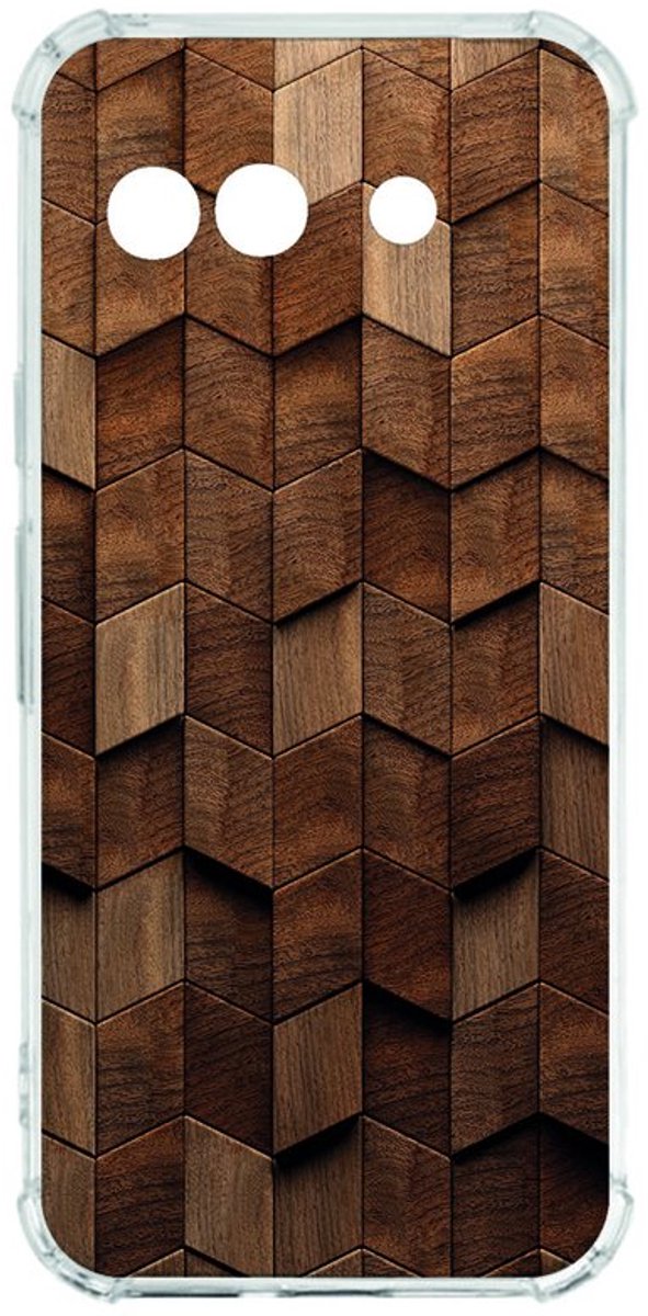Google Pixel 9a Hoesje - Wooden Cubes TPU Antishock