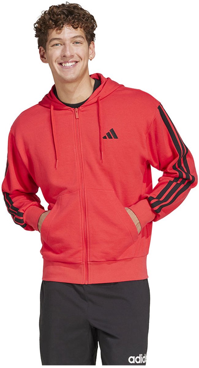 Adidas Essentials 3 Stripes French Terry Sweatshirt Met Rits S Regular Man Zwart