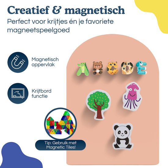 Tidy Tom Free Shapes – Muursticker magnétique – Forme d'arche – Tableau noir et tableau magnétique – Accessoires inclus – Beige avoine