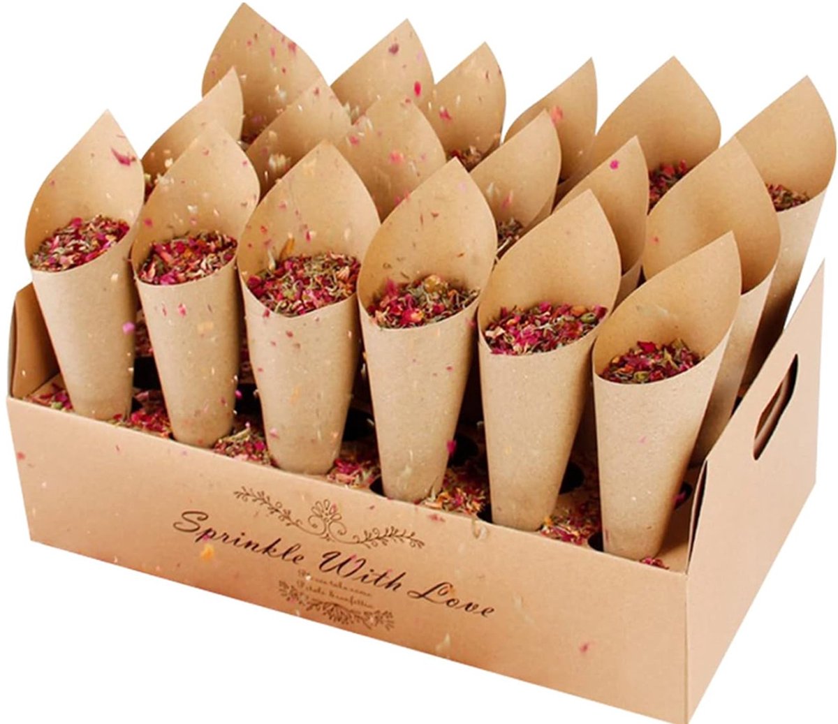 Bruiloft Papieren Kegel Doos - Natuurlijke Kraftpapier Bloemconfetti Houder - Decoratief en Milieuvriendelijk - Voor Ceremonie en Receptie