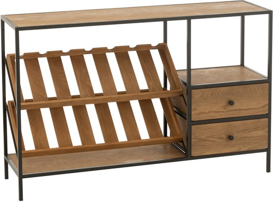 J-Line meuble de bar Wine Placage - bois - naturel/noir - small