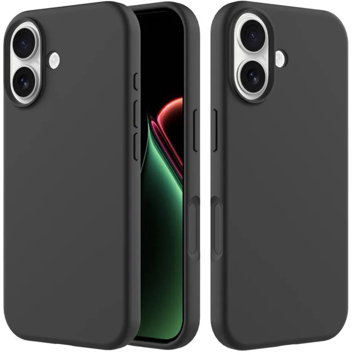 MobyDefend Hoesje - Geschikt voor iPhone 17 - Matte Siliconen Backcover - Zwart