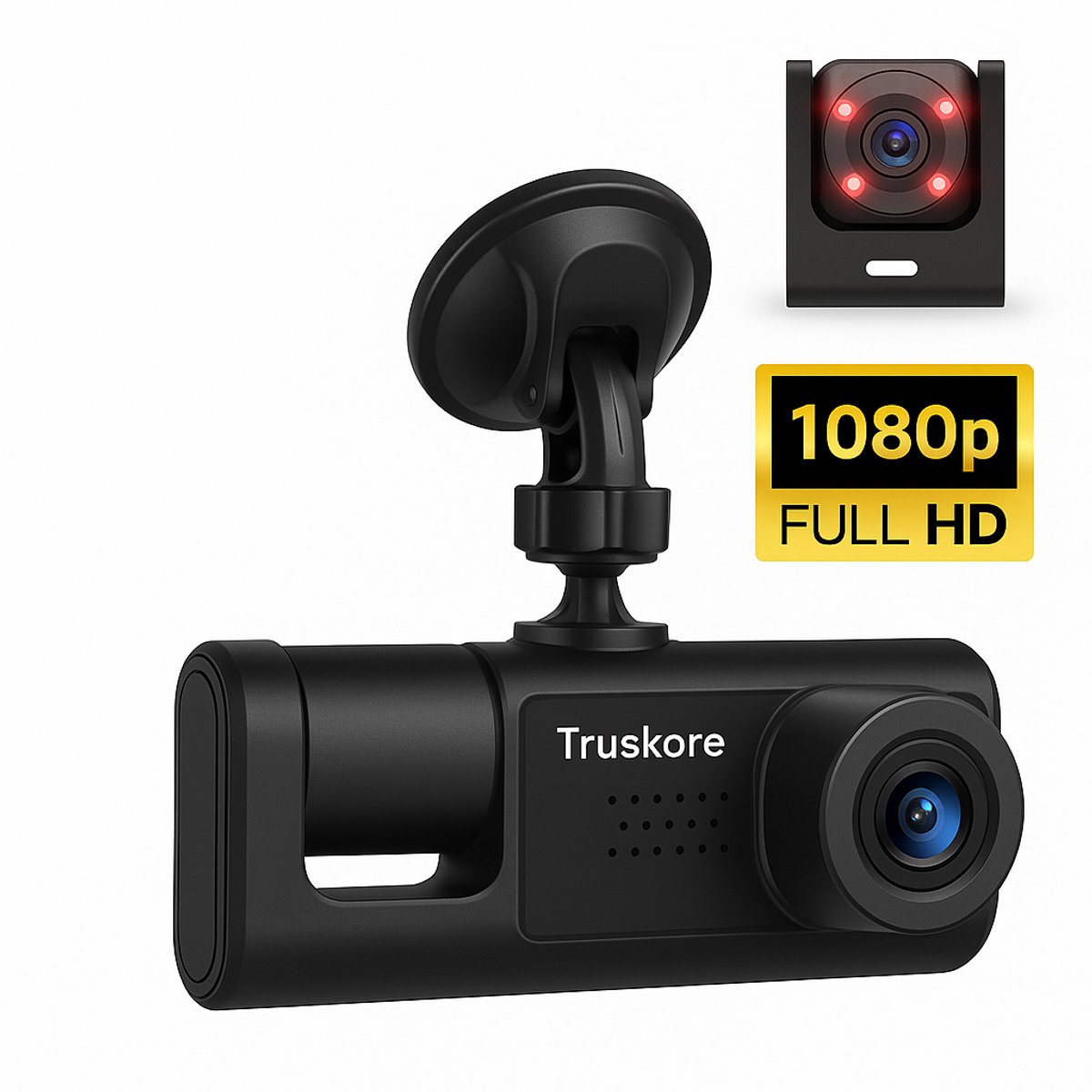 Truskore Dashcam Voor Auto Max 2025 - Voor en Achter - FULL HD Beeld en Nachtvisie - Incl. App