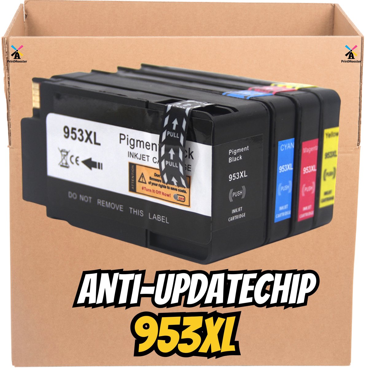 PACK 4 compatibele inkten CHIP ANTI-UPDATES met HP 957 XL/ HP 953 XL voor OfficeJet Pro 7740 8210 8218 8716 8720 8725 8730 8740 serie HP 957 / HP 953 XL HOGE CAPACITEIT ZWART - CYAAN - MAGENTA - GEEL