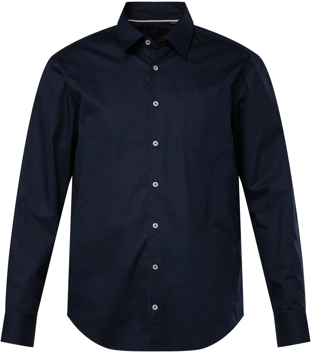JP 1880 - Heren - Overhemd lange mouwen kentkraag moderne pasvorm Tall - Navy blauw - Maat XL