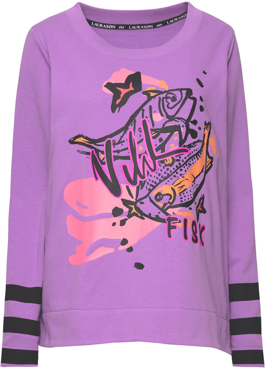 Laurasøn - Dames - Sweatshirt lange mouwen ronde hals OEKO-TEX Made in Green - Purper - Maat L