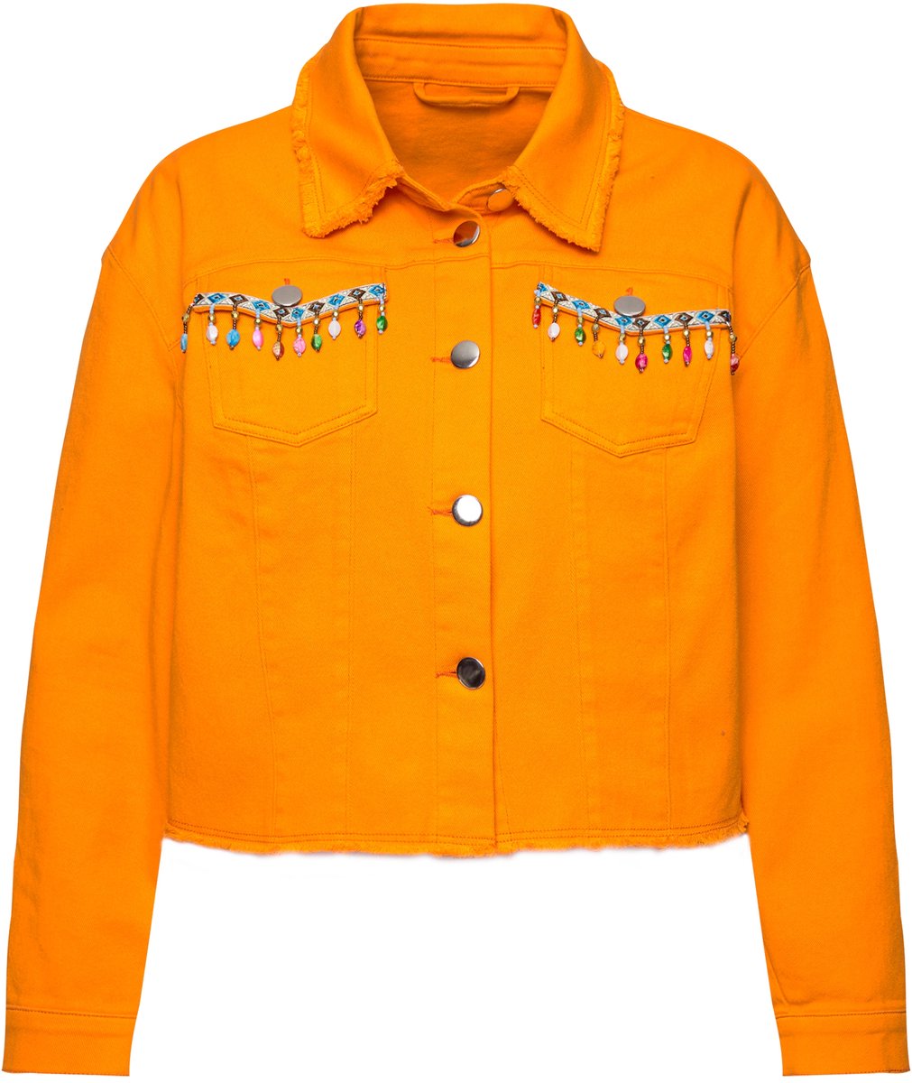 Angel of Style - Dames - Twill jack Straight Fit rug-applicatie - Oranje - Maat 54