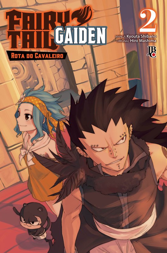 Fairy Tail Gaiden manga, deel 2, Rota do Cavaleiro. Met personages met blauw haar en zwart haar, en een zwart katachtig wezentje.