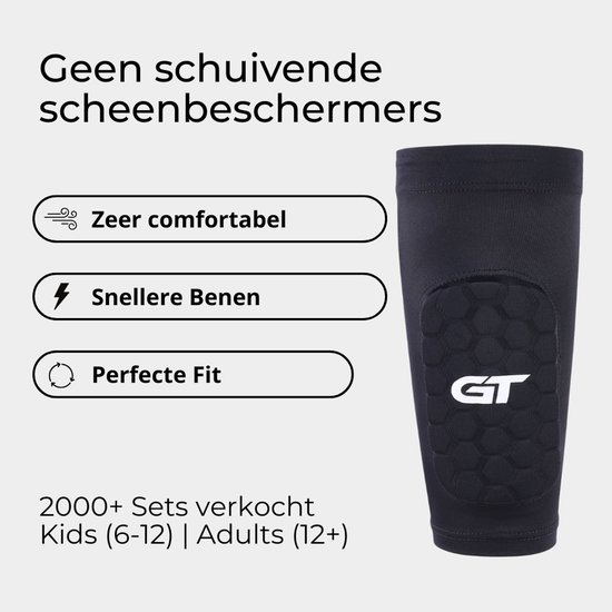 GT Sleeve Shin Pads Junior - 10cm x 6cm - ingebouwd - 6-10 jaar - Ingebouwde Scheenbeschermers - Ultralichte Trainingsaccessoire voor Voetbal - Comfort & Bewegingsvrijheid - Voetbalscheenbeschermers Kind -Unisex - Zwart van GT — afbeelding 2