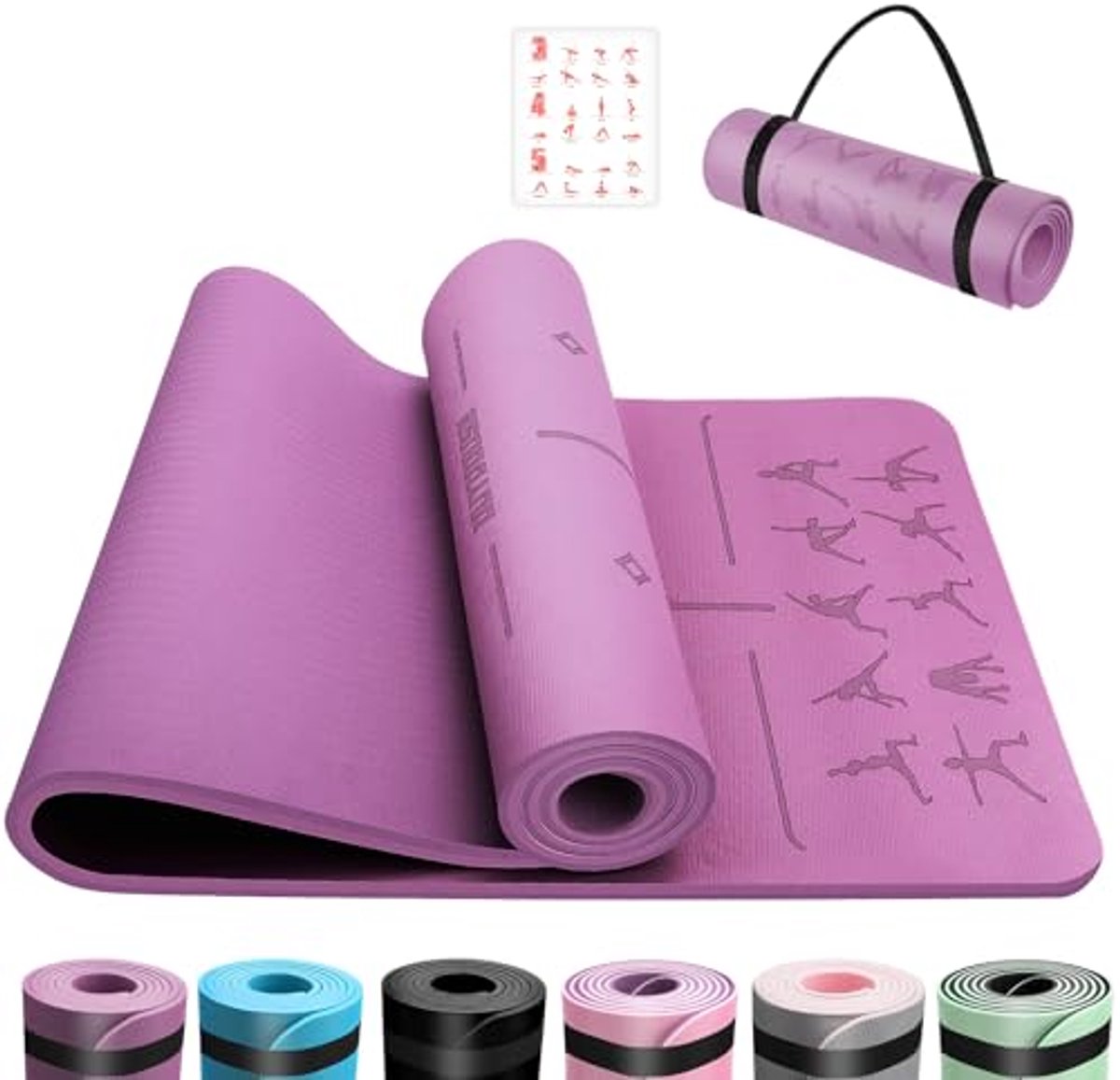 Huidvriendelijke Yogamat 6 mm - Antislip Gymnastiek- en Pilatesmat voor Thuis en Sport