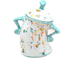 Funky Keramische Potten Set - 1-Delig Retro Voorraadpotten - Luchtdichte Deksels - Keukenorganisatie - Voor Koffie Thee En Suiker - Handbeschilderd - Franse Landelijke Stijl - Huisdecoratie