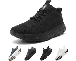 Geweo Sportschoenen Heren/Dames - Hardloopschoenen voor Brede Voeten - Comfort & Demping - Ideaal voor Hardlopen & Training- Zwarte - 46