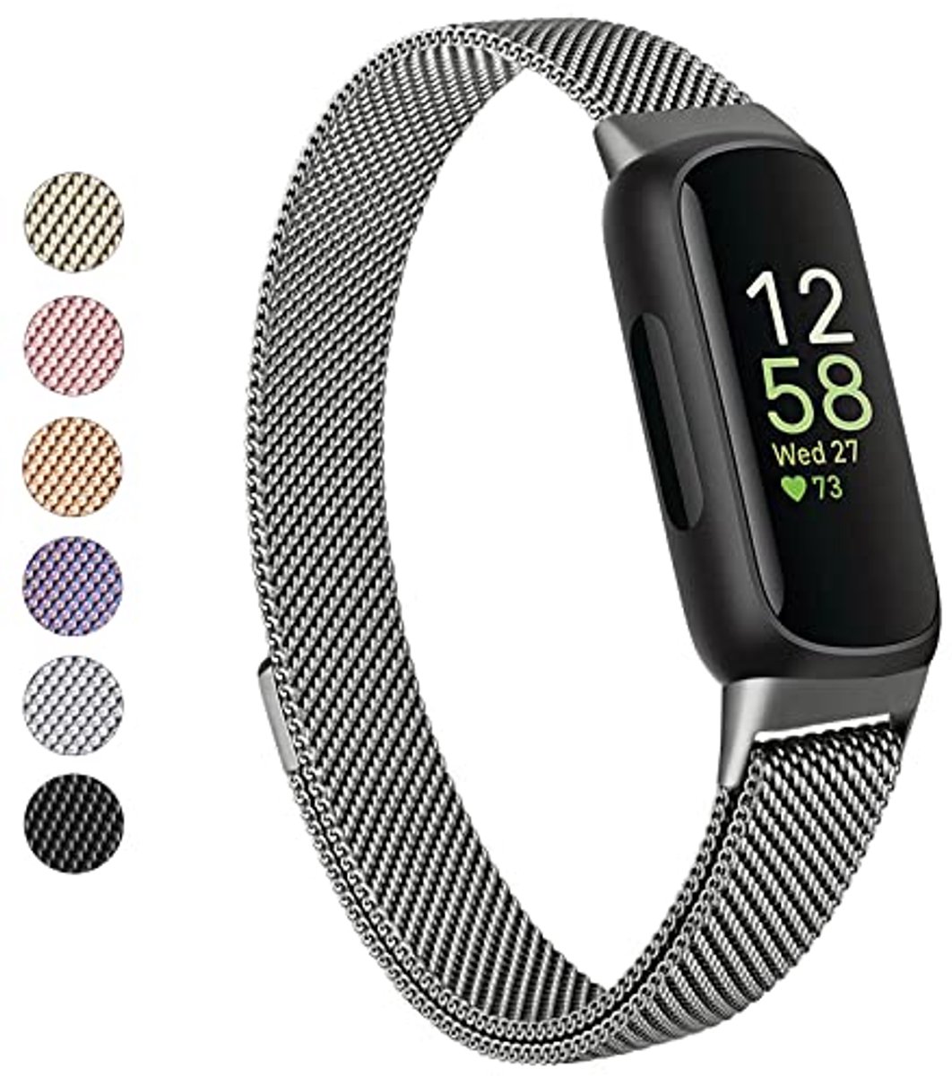 Verstelbare Magnetische Polsband voor Fitbit Inspire 3 - Roestvrijstalen Mesh Band voor Dames en Heren