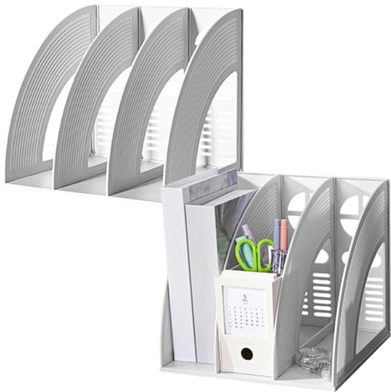 A4 tijdschriftenhouder 4 verticale compartimenten boekenplank