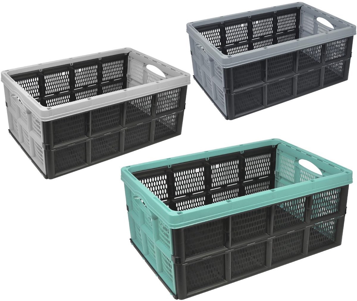 Azomor® Inklapbare transportbox set van 3 met handgrepen voor veelzijdig gebruik