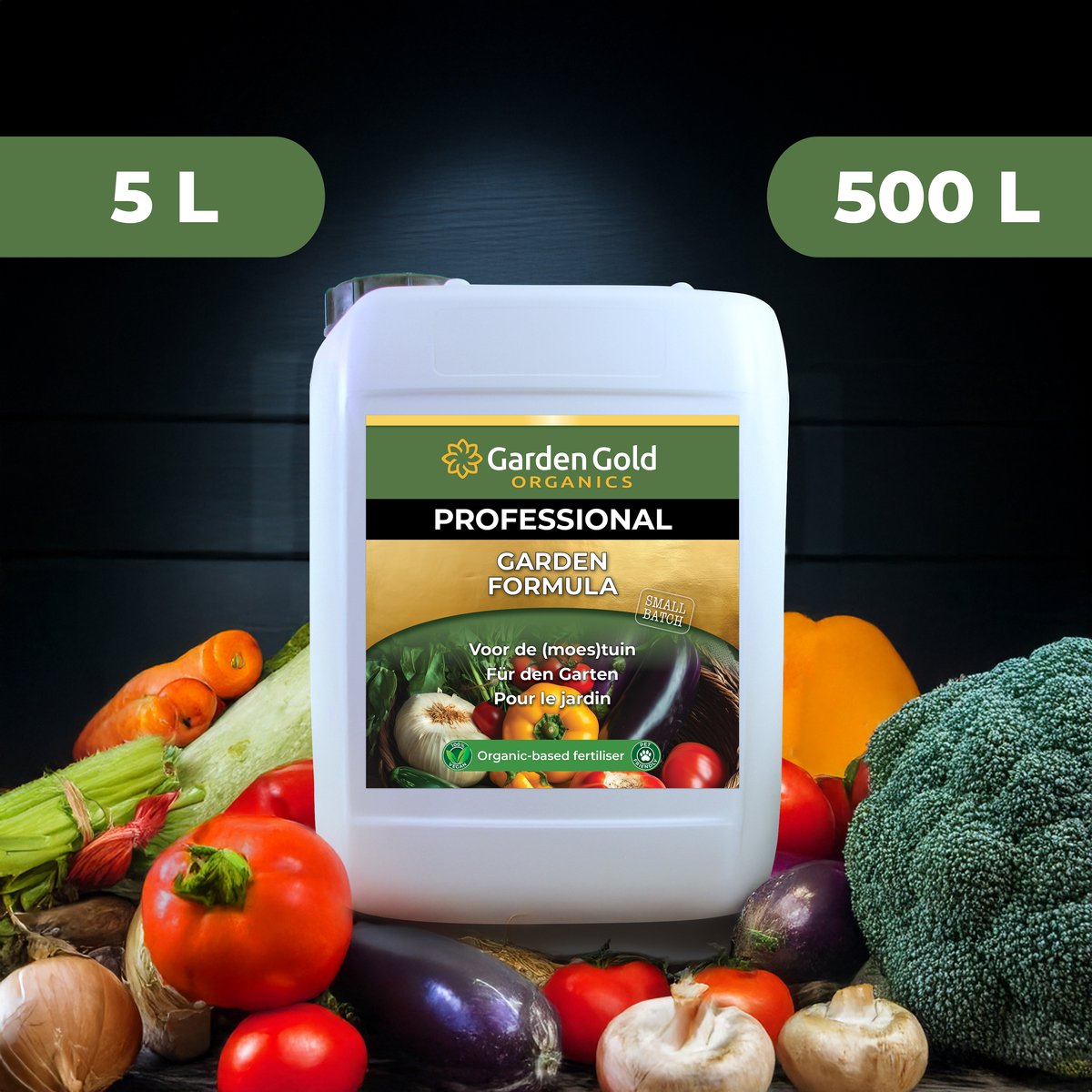 Garden Gold Biologische Moestuin Voeding – 5 L – Vloeibare Plantenvoeding voor Tuin, Border en Moestuin – 5-15 ml per 1 L Water